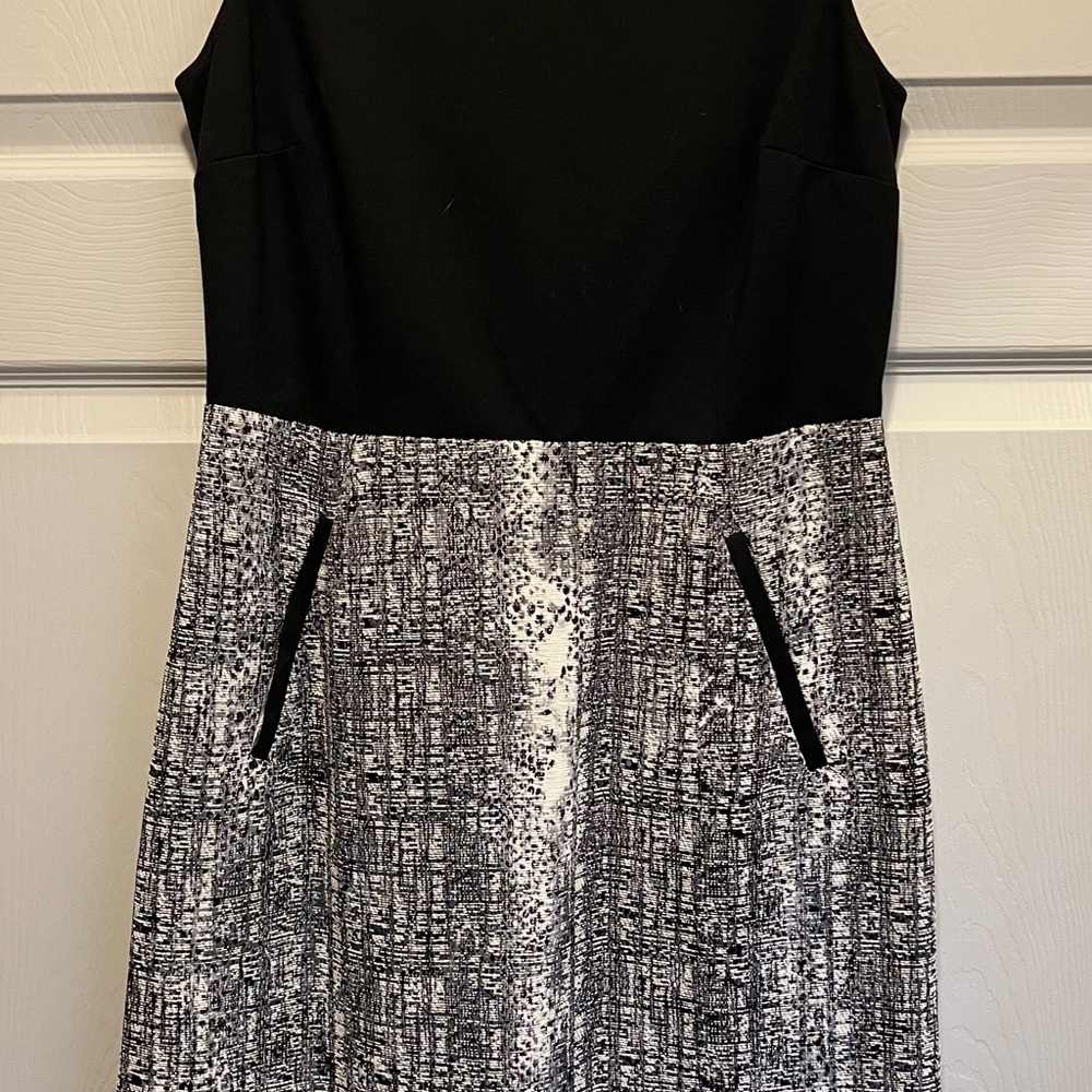 LOFT Black and White Textured Dress
